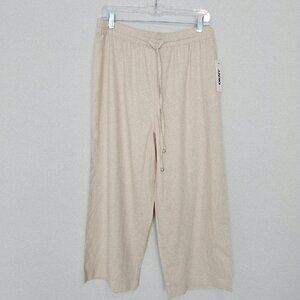 Dkny Cropped Wide Leg Linen Pants Women M Cream NEW